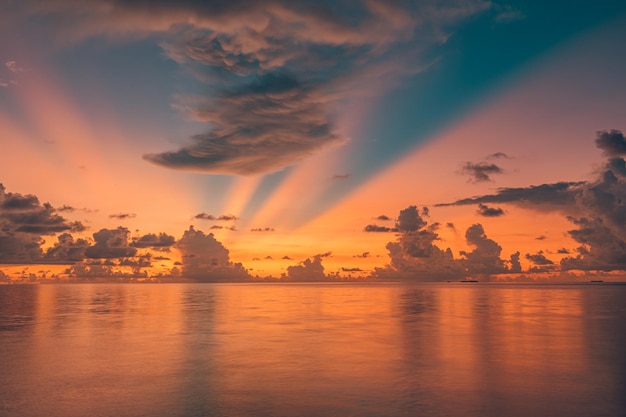 Inspirational calm sea with sunset sky Meditation ocean and sky background Colorful horizon