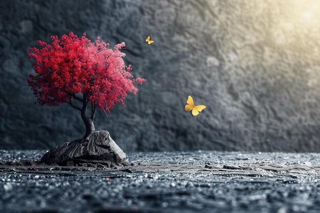 Photo inspirational concepts change with tree and butterfly