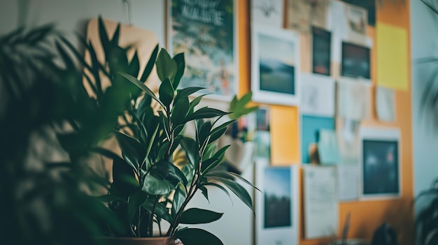 Photo inspirational wall with plants and motivational quotes