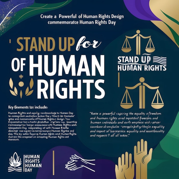 Photo inspiring human rights day design with symbols of equality and justice