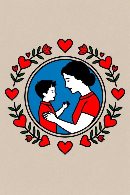 Photo inspiring mother and son symbols for educational materials