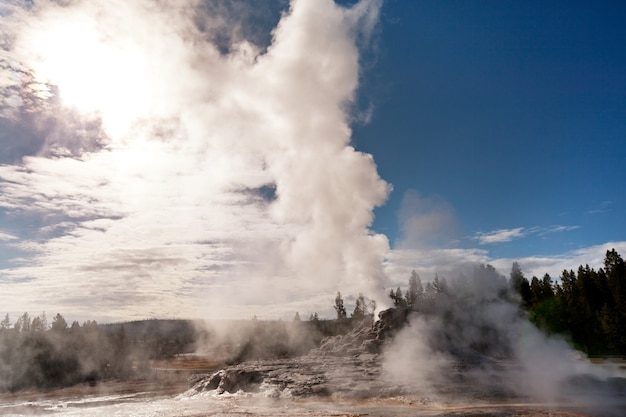 Inspiring natural. Pools and  geysers  fields  in Yellowstone National Park, USA.