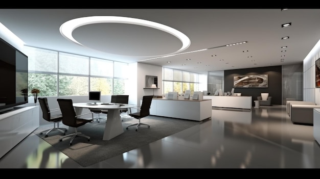 Inspiring office interior design Contemporary style Corporate Office with Open Space Design featuring Sleek design architecture Generative AI AIG 31