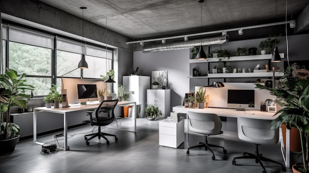 Inspiring office interior design Minimalist style Studio space featuring Clean lines architecture Generative AI AIG 31