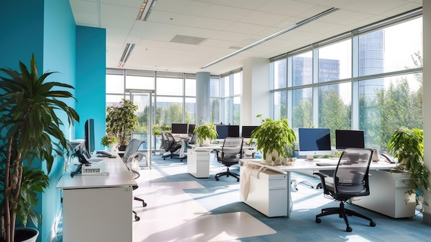 Inspiring office interior design Modern style Corporate Office featuring Expansive windows architecture Generative AI AIG 31