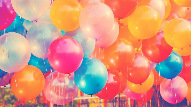 Insta vintage multicolor balloons of birthday party Generative AI