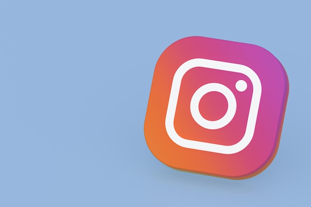 Instagram application logo 3d rendering on blue background