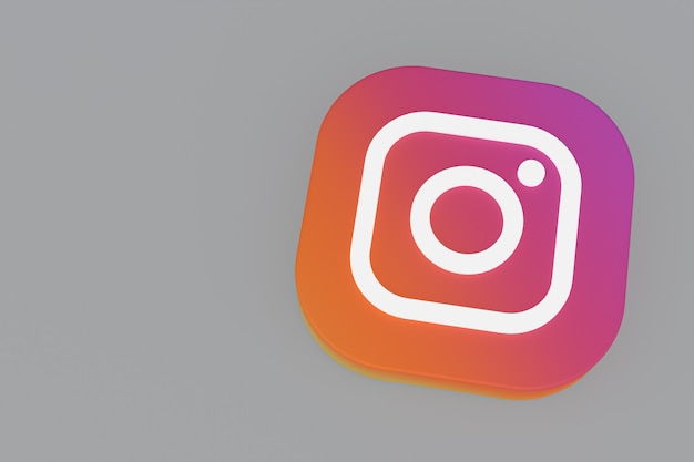 Instagram application logo 3d rendering on gray background