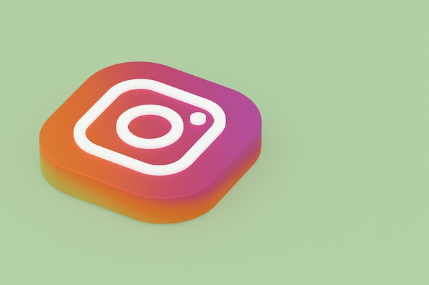 Instagram application logo 3d rendering on green background