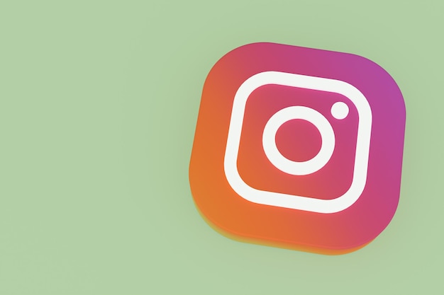 Instagram application logo 3d rendering on green background