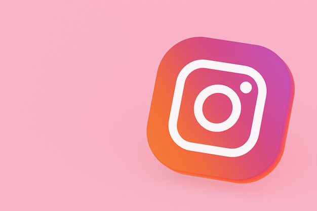 Instagram application logo 3d rendering on pink background