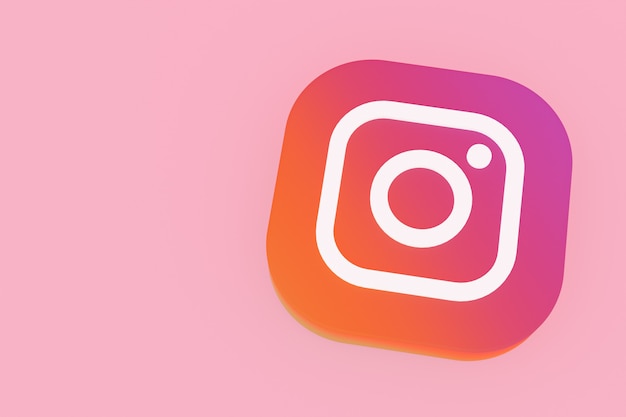 Instagram application logo 3d rendering on pink background