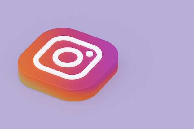 Instagram application logo 3d rendering on Purple background