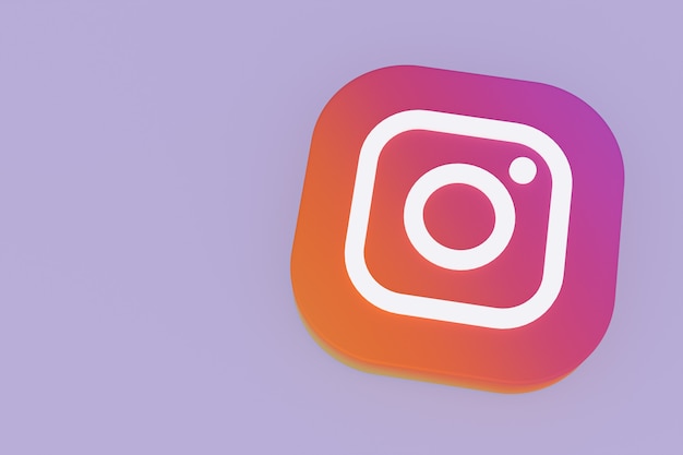 Instagram application logo 3d rendering on Purple background