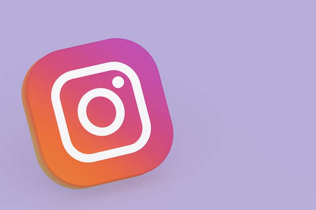 Instagram application logo 3d rendering on Purple background