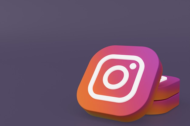 Instagram application logo 3d rendering on Purple background