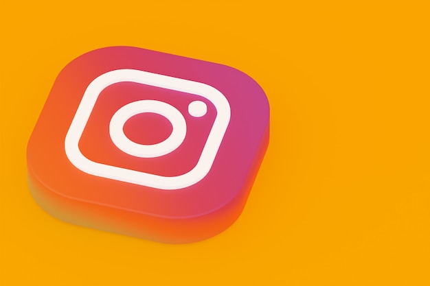 Instagram application logo 3d rendering on yellow background