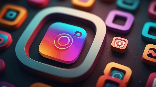 Photo instagram icon 3d logo design high resolution wallpaper 8k