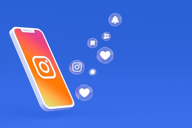 Instagram icon on screen smartphone or mobile phone 3d render