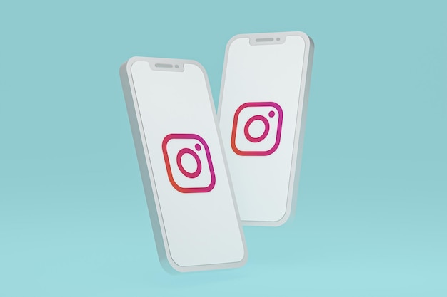 Instagram icon on screen smartphone or mobile phone 3d render