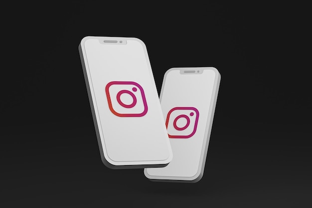 Instagram icon on screen smartphone or mobile phone 3d render