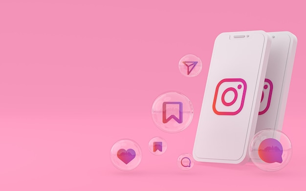 Instagram icon on screen smartphone or mobile phone 3d render