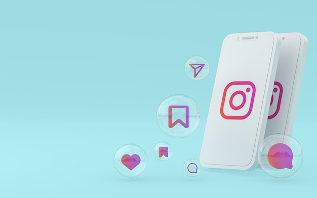 Instagram icon on screen smartphone or mobile phone 3d render