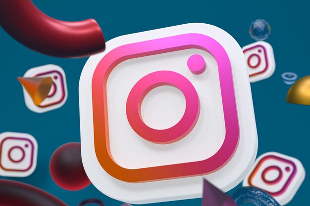 Instagram ig logo on abstract geometric background