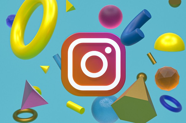 Instagram ig logo on abstract geometry background