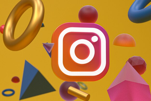 Instagram ig logo on abstract geometry