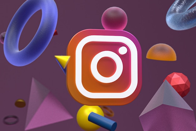 Instagram ig logo on abstract geometry