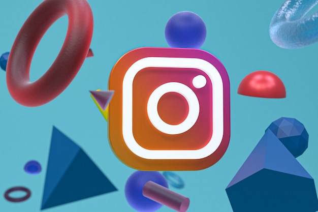 Instagram  logo on abstract geometry background