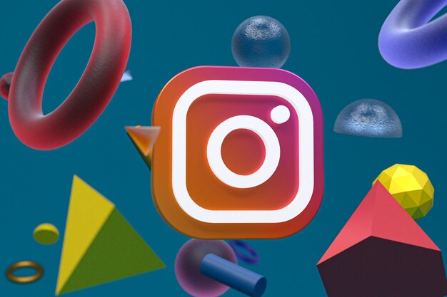 Instagram  logo on abstract geometry background