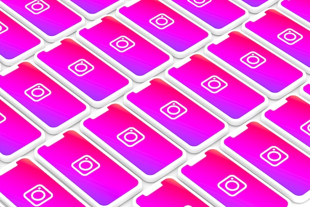 Instagram logo Background on screen smartphone or mobile 3d render