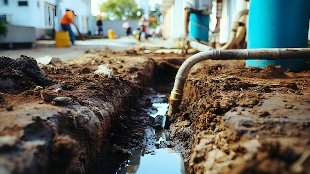 Install water pipes and sewage in the apartment Construction site