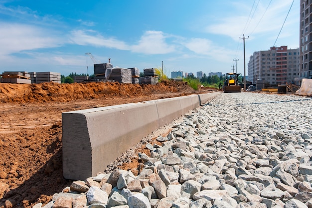 installation of curbs of a sidewalk pedestrian crossing