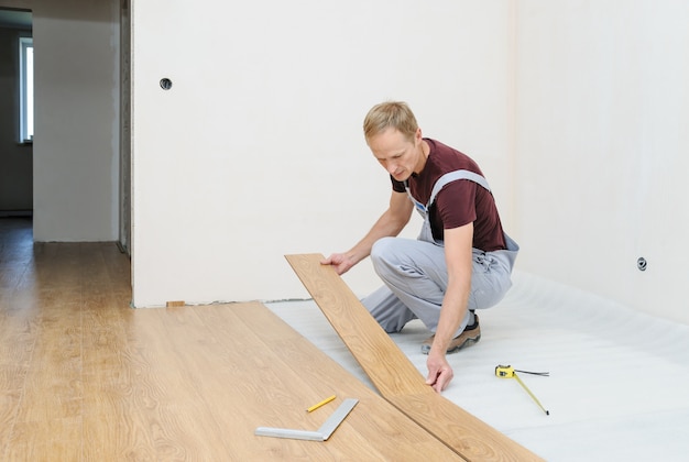 Installation of a laminate floorboard