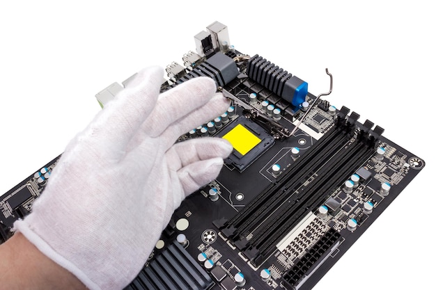 Installation of modern processor in CPU socket on the motherboard