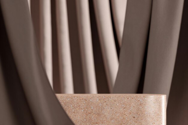 Instead of Terrazzo stone in the backdrop of flowing beige curtains Choose a focus point