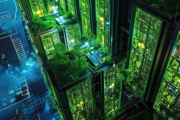 Photo integration of green data centers and sustainable computing practices