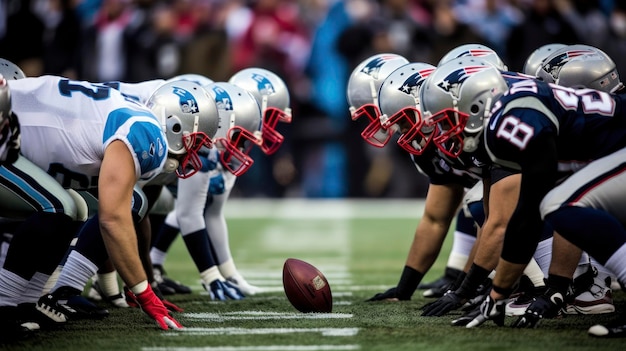 Intense Action in the Super Bowl American Football Players Competing for Victory