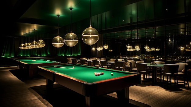 Intense Billiards Ambiance Vibrant pool billiards room exuding intensity and precision