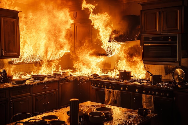 An Intense Blaze Ravages Kitchen Escalating Into Dangerous Residential Fire