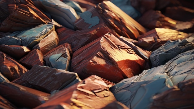 Intense Closeup 3d Rendered Polygon Rocks In Polychrome Terracotta