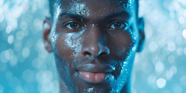 Intense Closeup of Basketball Player Sweating Highlights Dedication and Passion in Sport Concept Sports Photography Basketball Players Intense Closeups Dedication Passion