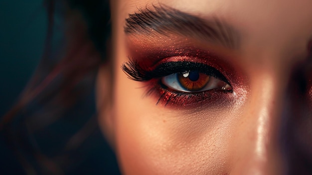 Intense CloseUp of Dramatic Eye Makeup on Woman