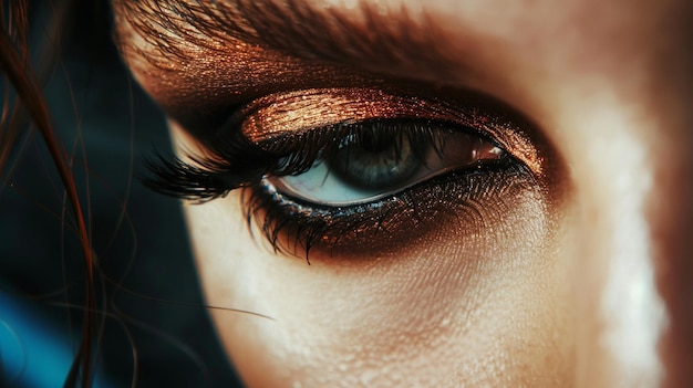 Intense CloseUp of Dramatic Eye Makeup on Woman