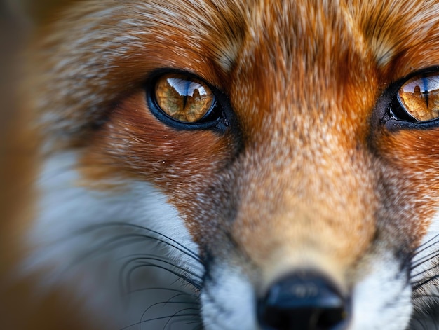 Photo intense closeup of red foxs face