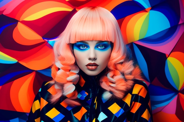 Intense Fashion Portrait Psychedelic Elegance AI Generated