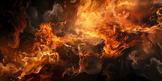 Intense flames peak through of fires destructive power Ai Generated